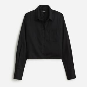Madewell Relaxed Button Up Shirt Cropped True Black Size XL NWT
